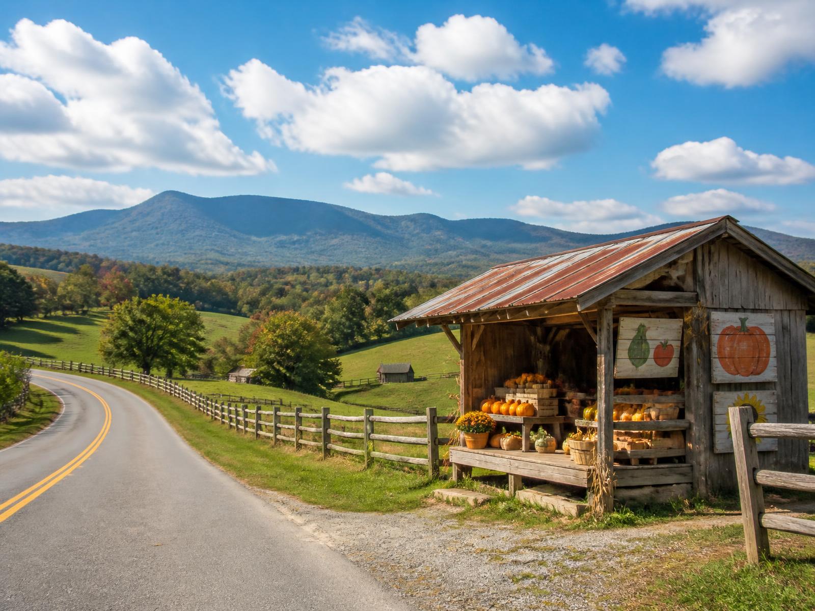 Rural Grainger County roadside — illustrative scene, not a specific listing.
